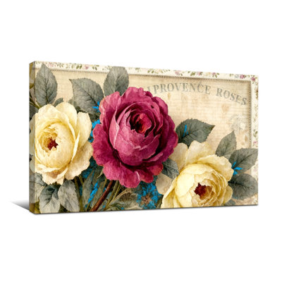 «Plants & Flowers Provence Roses», impression de motif floral rétro