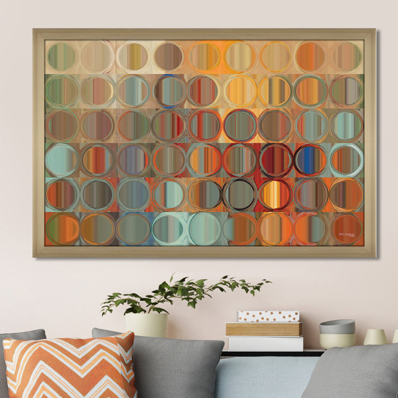 Circles and Squares 15 par Mark Lawrence - Impression sur toile, H 21,5 po x l 27,5 po, Encadrement champagne, Champagne