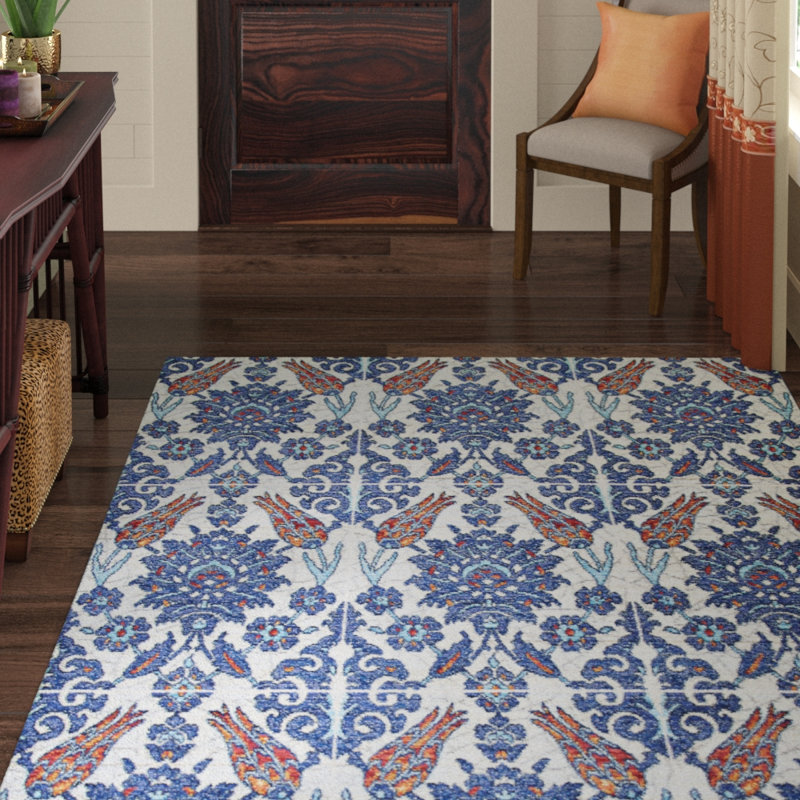 Tapis bleu marine Dougles, Rectangle 5 pi 3 po x 7 pi 2 po