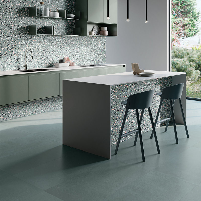 Terrazzo 2.0 24" x 24" Matte Porcelain Wall & Floor Tile, Green