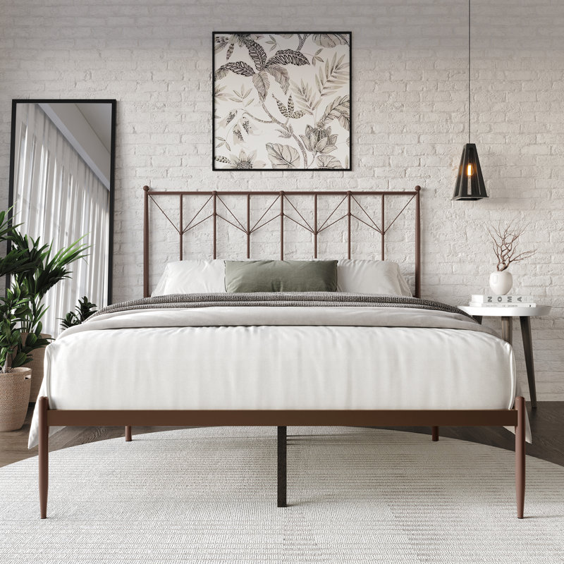 Kricia Metal Open-Frame Bed, Brown, Twin