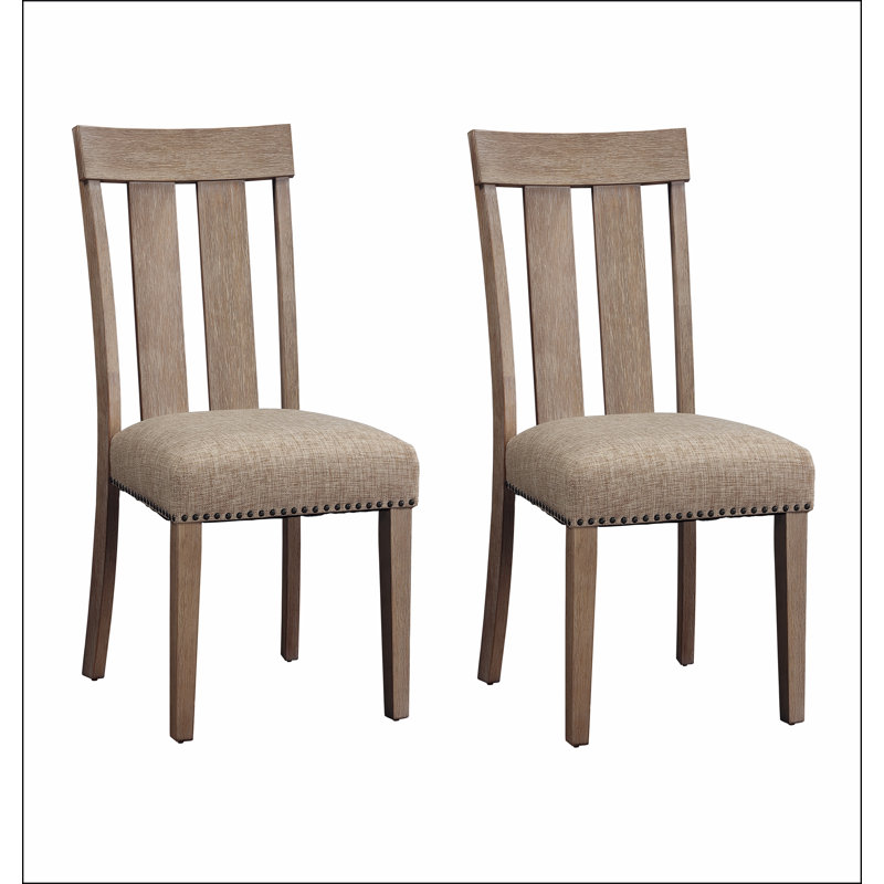 Ensemble de 2 chaises d'appoint à dossier ouvert beige et érable