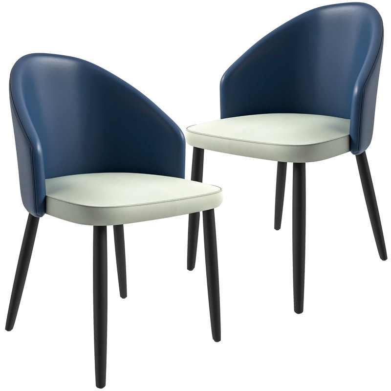Chevalier Churchill Upholstered Back Side Chair Dining Chair, Set of 2, Blue/White