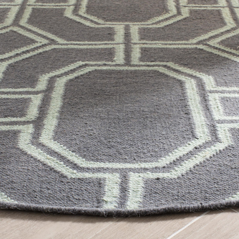 Rodgers Hand Woven Flat Weave Wool Geometric Rug, Rectangle 8' x 10'