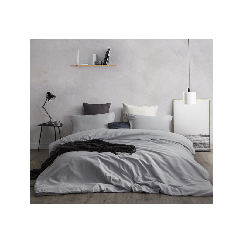Glacier Light Gray Soft Duvet Cover Set, Queen Duvet Cover + 2 Standard Shams