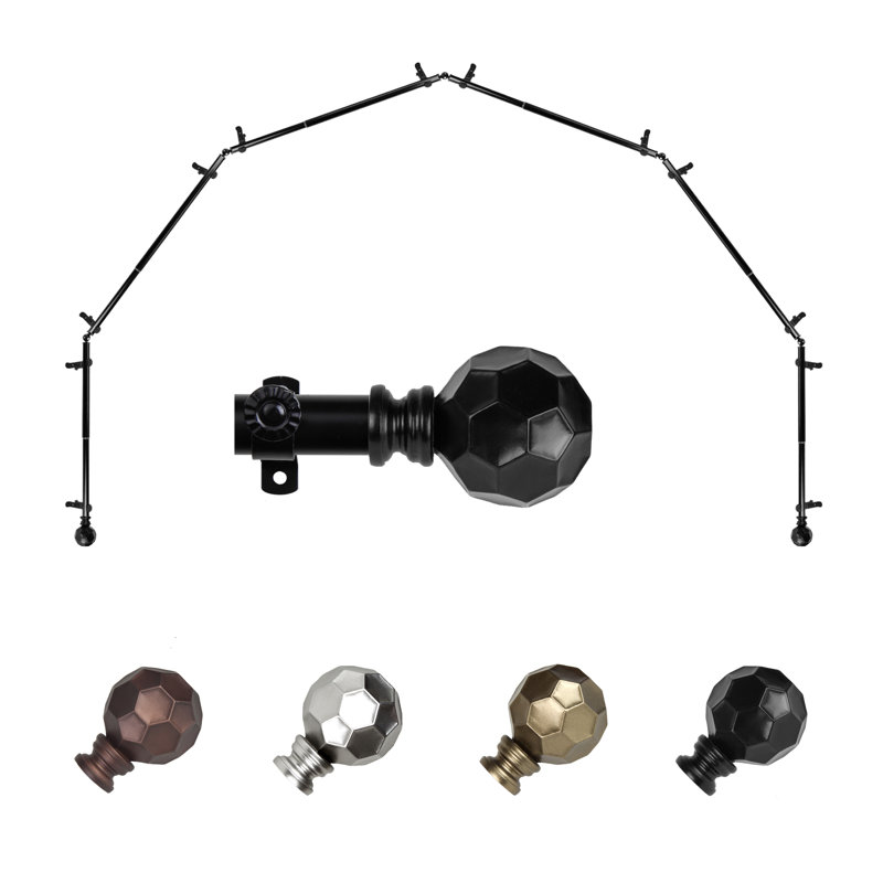 Tringle à rideaux simple à 6 côtés Campanella, Noir, 18 à 28 po (de chaque côté)