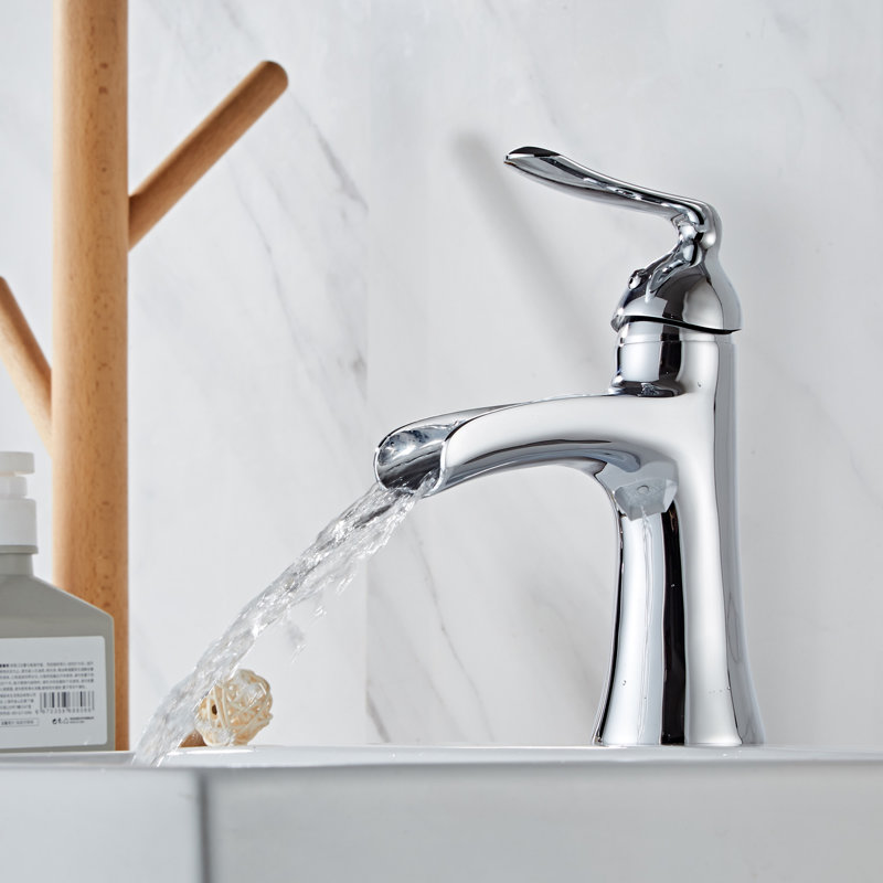 Single-Hole Single-handle Bathroom Faucet with Drain Assembly, Silver