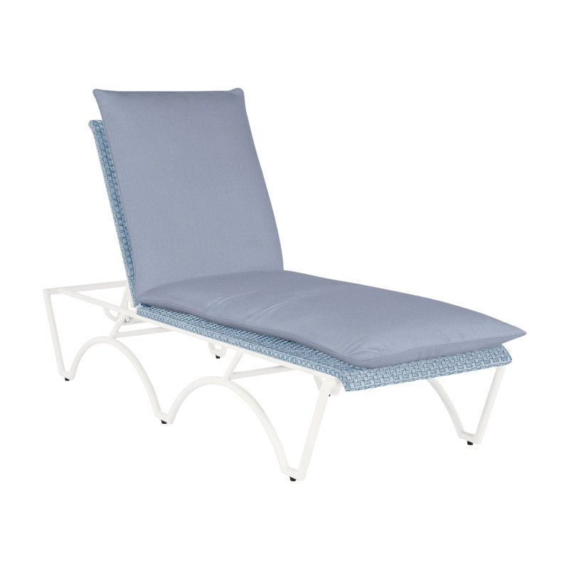 Savoy N-Dura Resin Wicker Outdoor Chaise Lounge, No Welt, Chalk/Chambray, Paper Sky