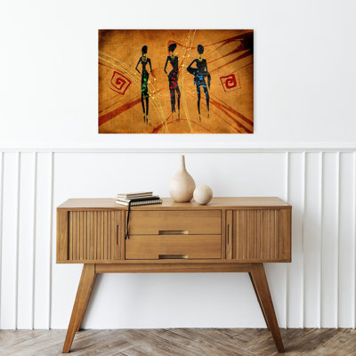 African Tribal Women Abstract Modern Rustic Wall Art Print 1 Piece Wrapped Canvas Wall Art