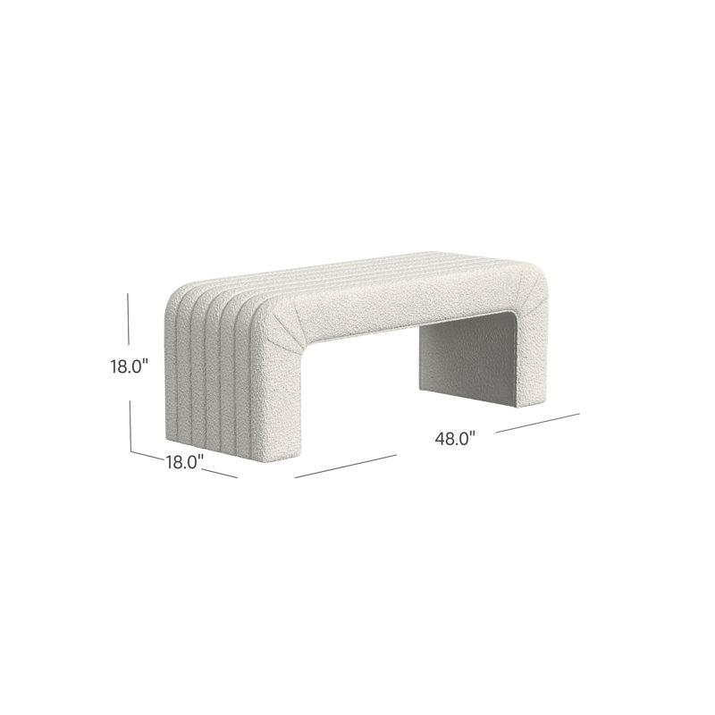 Ebern Designs Jayni Arch Channel Bench, Cream Boucle