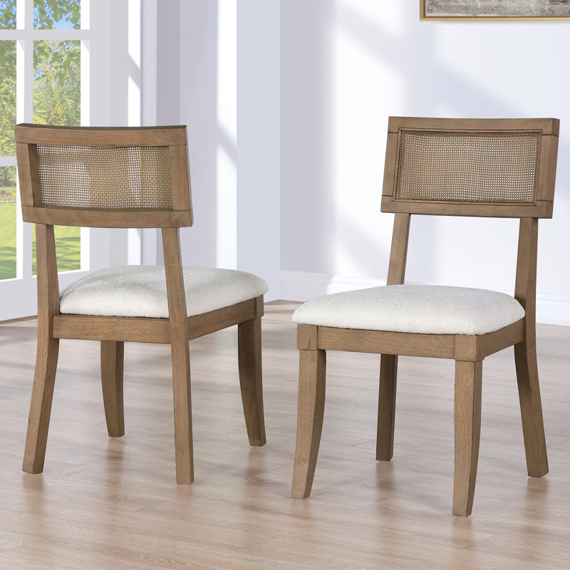 Barry Oak Wood Dining Set, 5 Pieces: Table, 4 Chairs, White/Brown/White