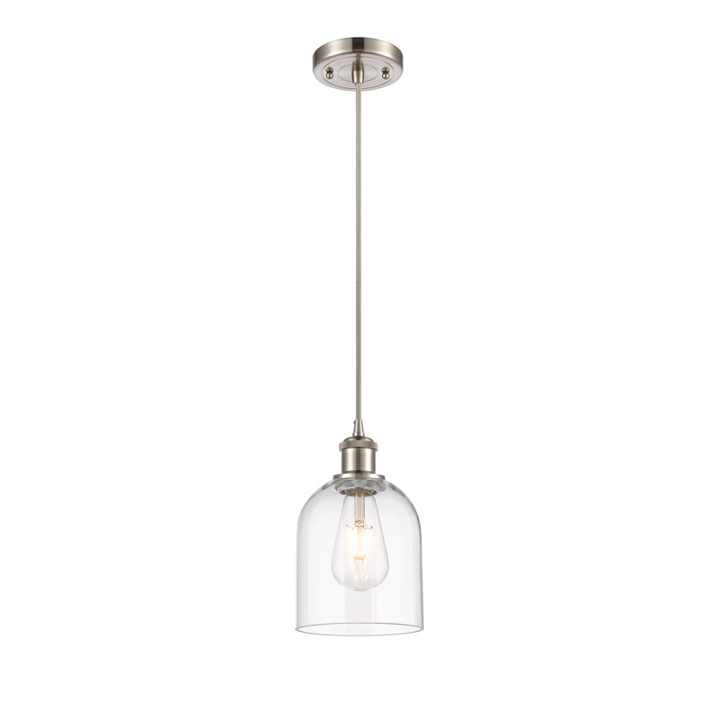 Mini-luminaire suspendu à cordon 6 lumières Ballston Anacaren - 516-G558, Transparent, Nickel satiné brossé