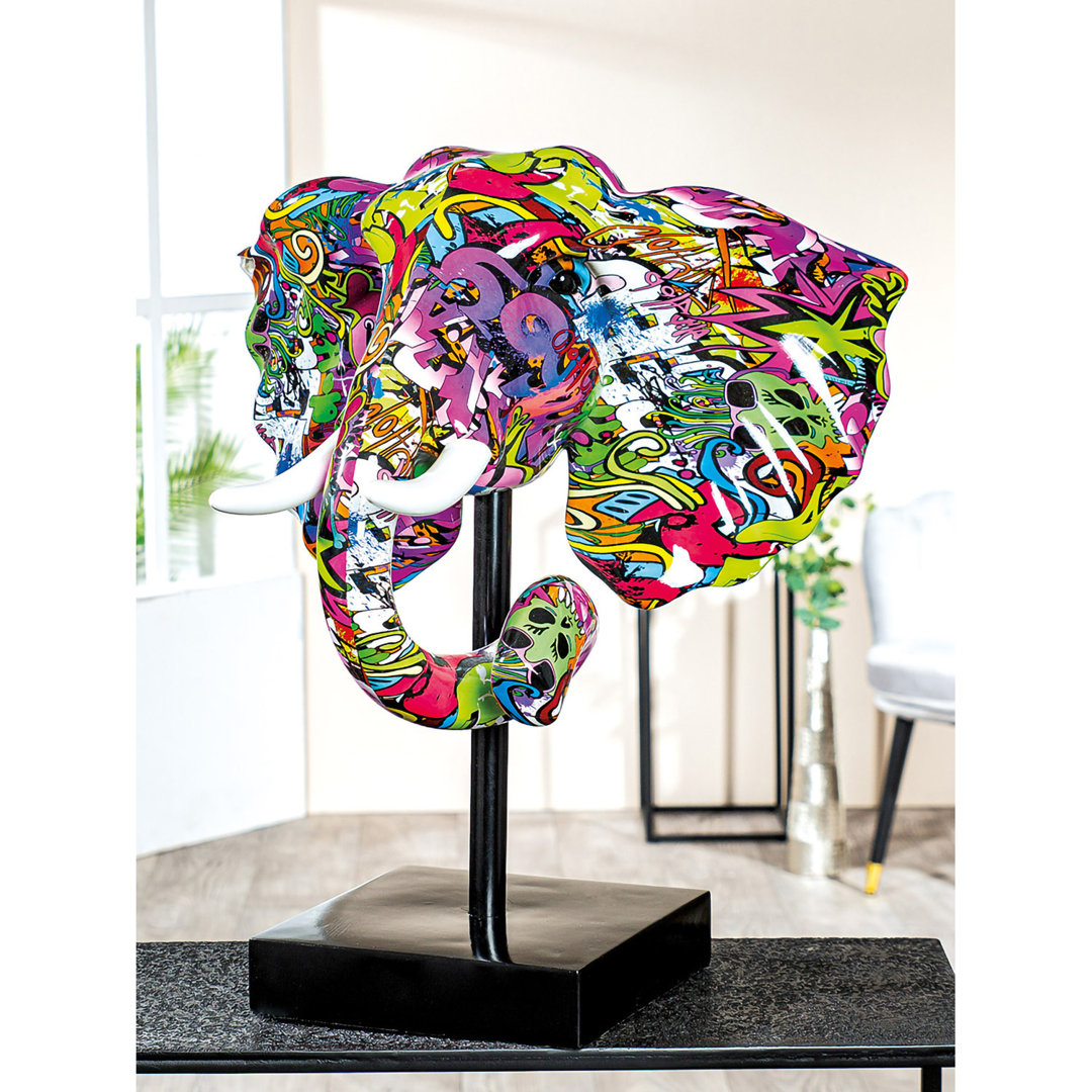 Skulptur Elefant Street Art mehrfarbig H. 62 cm