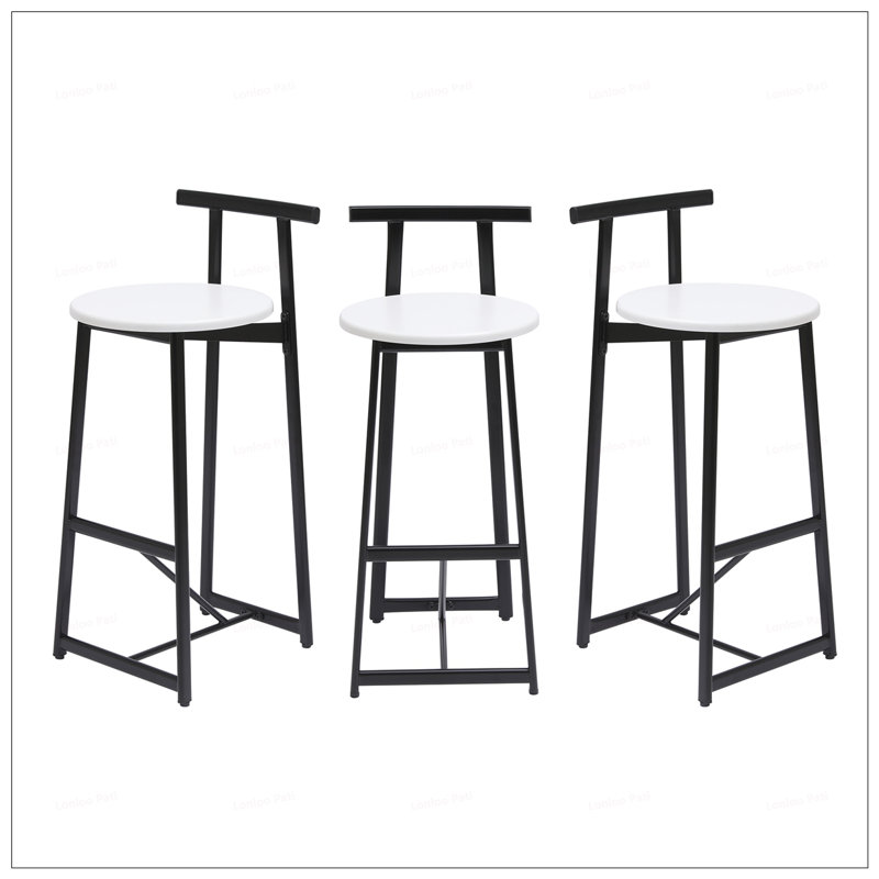 3PCS Wooden Counter Height Barstools, White