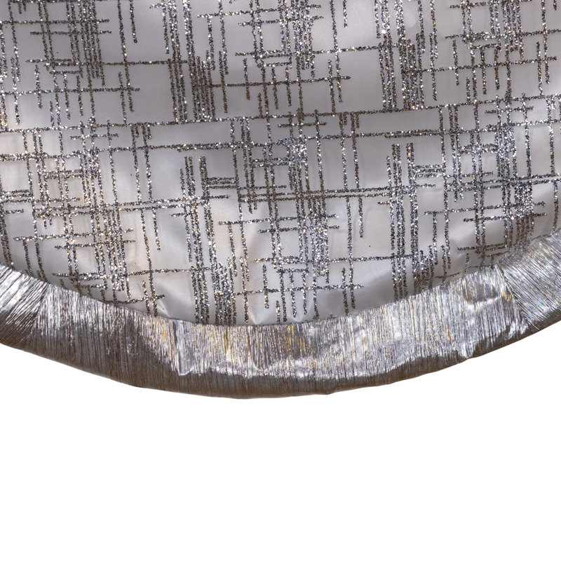 Kurt Adler 48 po - Organza diaphane blanc avec paillettes et bordure argentée