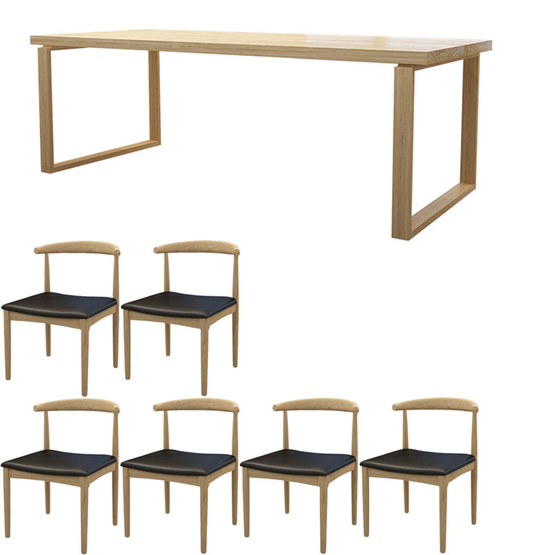Nordic style solid wood dining table set, 29.5"H x 62.9"L x 27.5"W