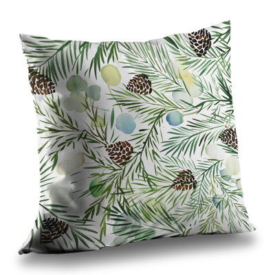 Pine Cone Pattern Throw Pillow - Seasons Livingroom – Poly Twill Throw Pillow with Insert, Double-Sided Print