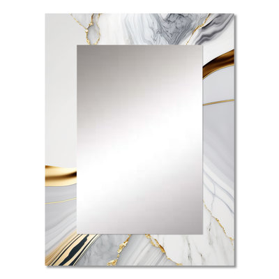 Abstract Geode Waves Grey IV - Abstract Unique Wall Mirror, Gray Mirror, Printed Metal Art