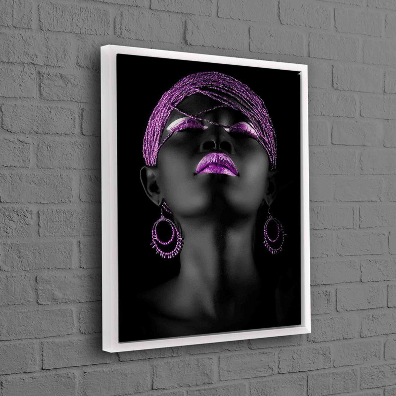 Superbe affiche artistique sur toile pour femme, mauve et noire, H 61 po x l 37 po, Reproduction encadrée sans passe-partout