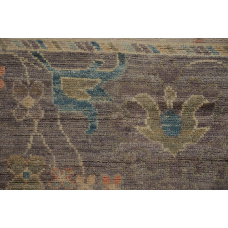 Tapis bleu clair à motif floral Oushak 9 x 12