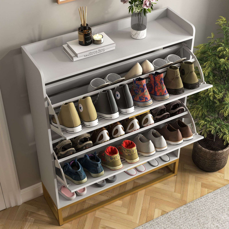 20 paires de rangement à chaussures rabattable, Blanc