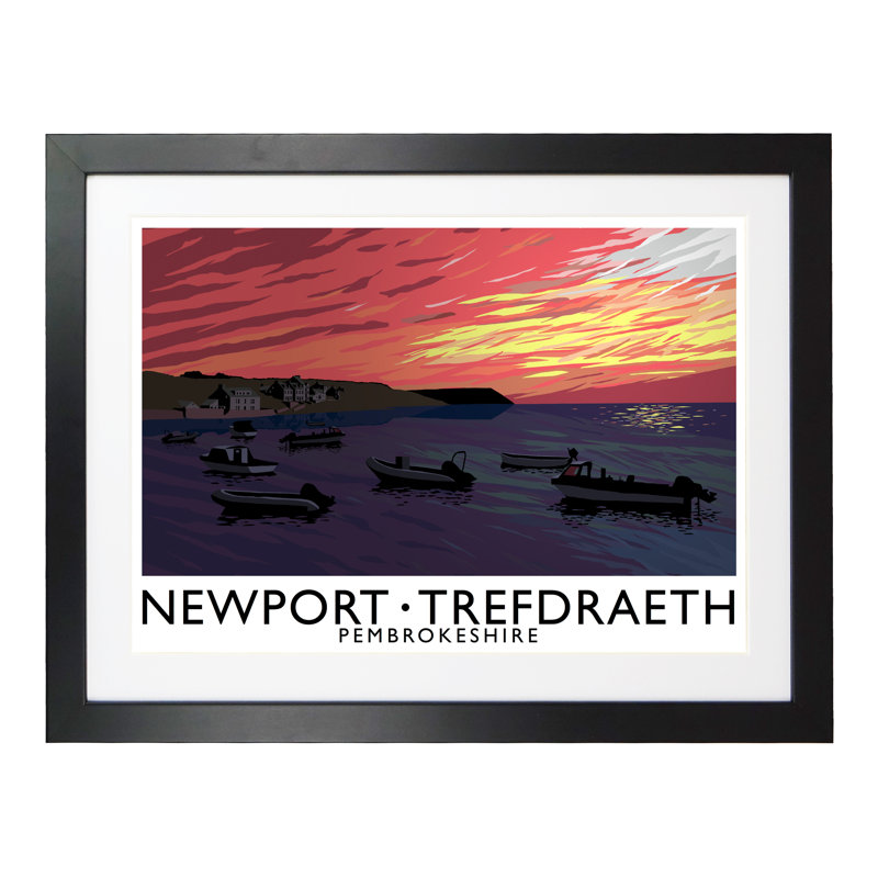 Newport Pembrokeshire 1 Piece Wall Art, 33.5 cm H x 43.5 cm W x 2.2 cm D, Black Wood Frame