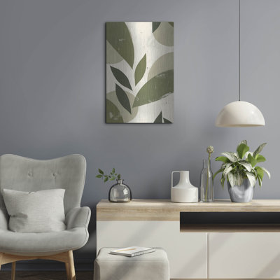«Green Abstract Leaves No 3» par Andreas Magnusson, art mural en métal, 16 po x 24 po