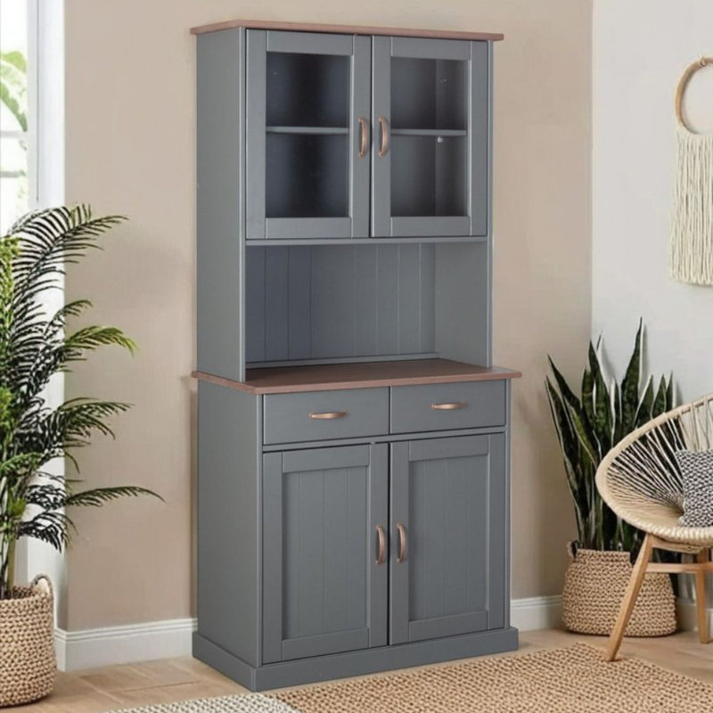Pierro Display Cabinet, Grey/Sepia Brown