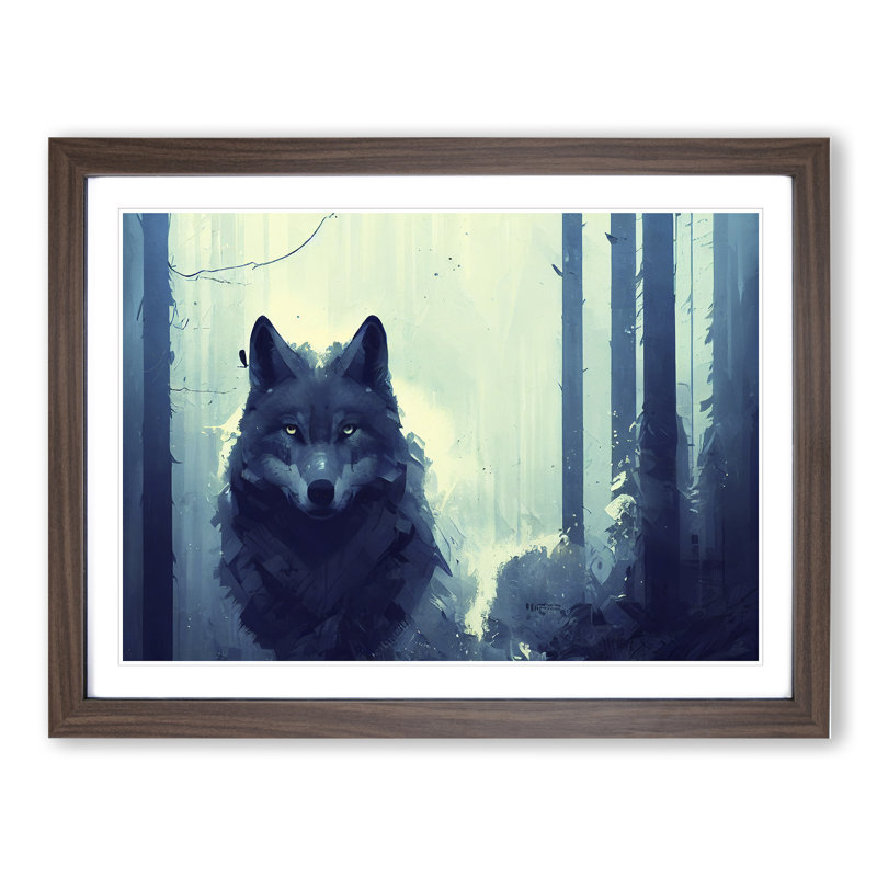 Wolf Art Painting Vol.3 - Framed Print, 46cm H x 64cm W x 2cm D, Walnut