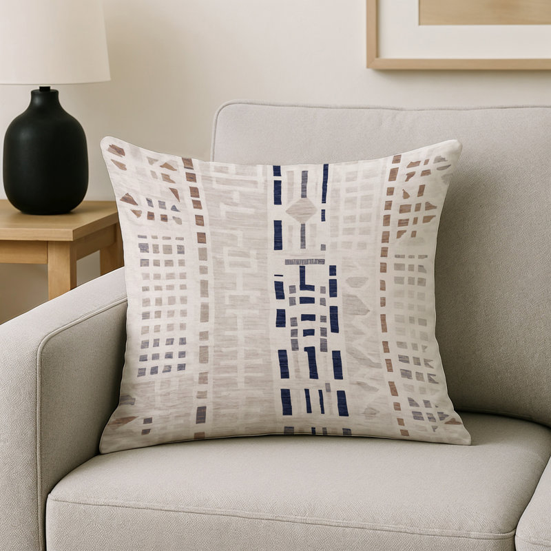 Coussin décoratif intérieur et extérieur Modern, Gris abstrait 8, Carré 16 po