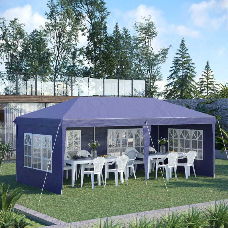 6m x 3m Steel Pop Up Canopy, Blue