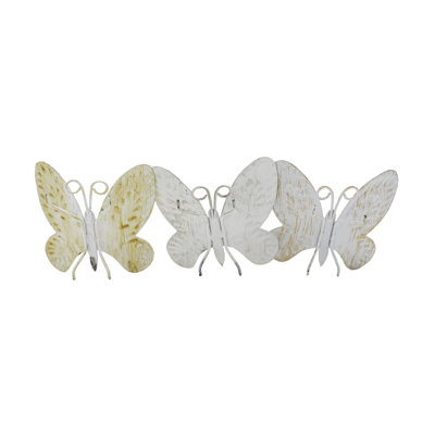 Foreside Home & Garden Set of 3 Distressed Butterfly Figures Metal