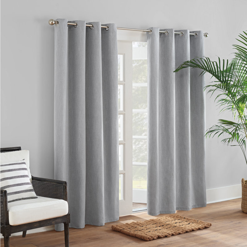 Outdoor Semi Sheer Curtain Single Panel, 52" W x 96" L, Gray