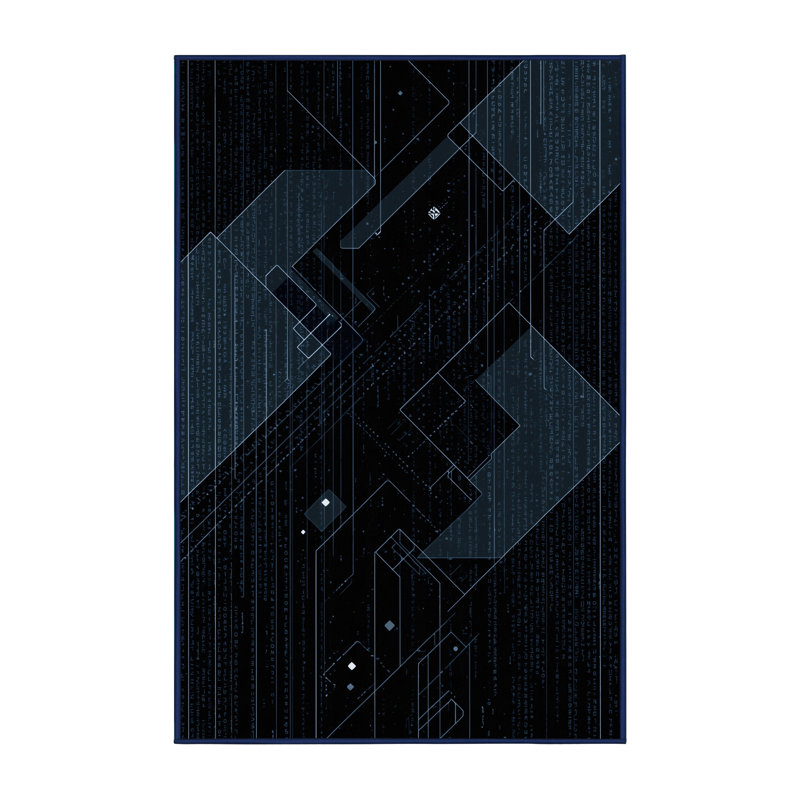 Machine Washable Paulett Sleek & Chic Modern Geometric Rug in Blue – Navy Binding, 3 x 5
