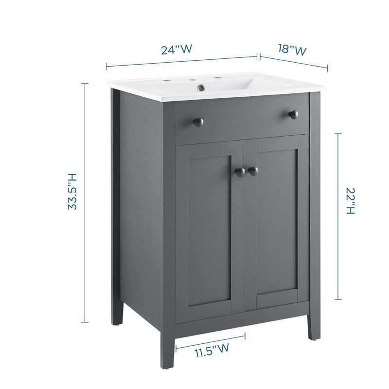 Nantucket 24" Gray and White Wooden Bathroom Vanity