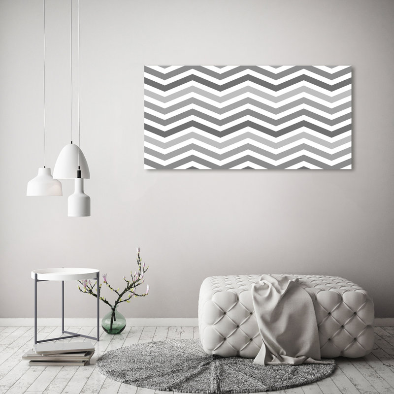Gray zigzags 1 Piece Wrapped Canvas Wall Art
