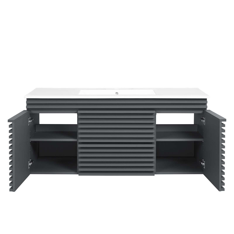 Meuble-lavabo mural 48 po Modway Render, Blanc, gris