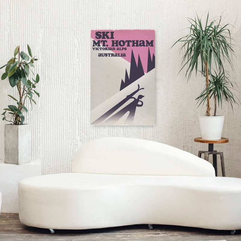Ski Mount Hotham Australia Retro Vintage Abstract Mountain Winter Wall Art Print by Nicholas - Wrapped Canvas Print