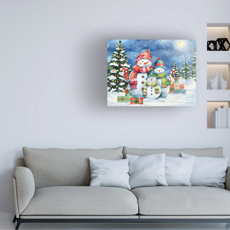 Art sur toile, «Bachelor Jean Plout Nuit étoilée avec bonhommes de neige», H 35 po x l 47 po