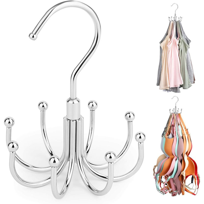 Support de débardeur et de soutien-gorge - Argent - Organisateur de garde-robe rotatif en métal avec une capacité de rangement maximale de 24, espace de rangement suspendu pour les soutiens-gorge et les hauts de sport