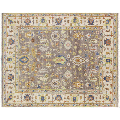 Hand Knotted Bristol Collection Grey Ivory Oriental Wool Area Rug - 8' x 10' ft