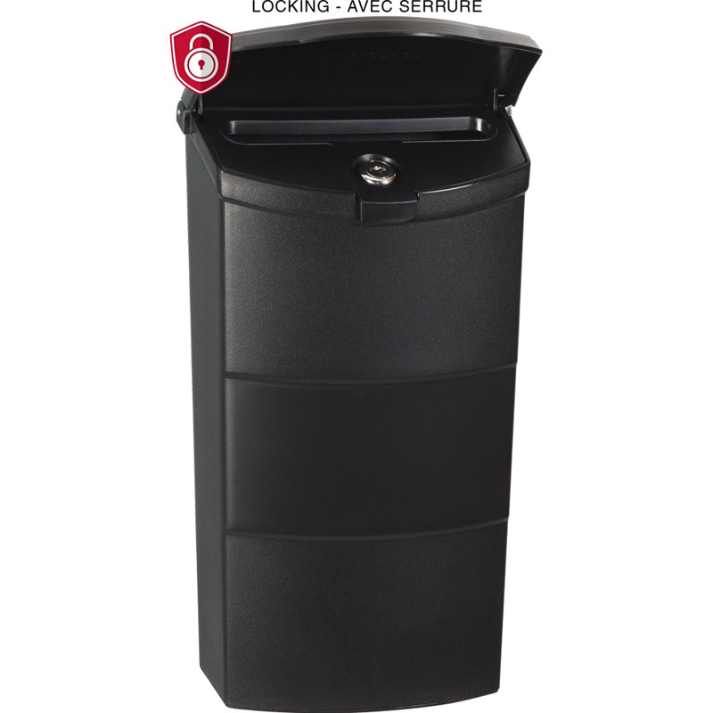 Black Medium Locking Wall Mount Plastic Mailbox
