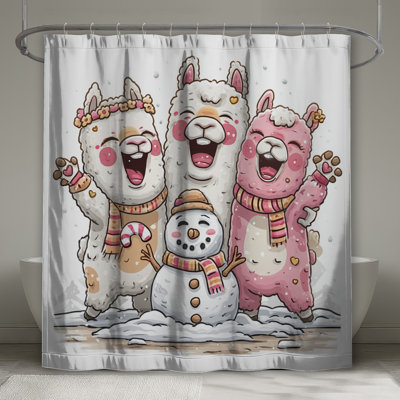 Llamas With Snowman Shower Curtains Extra Long
