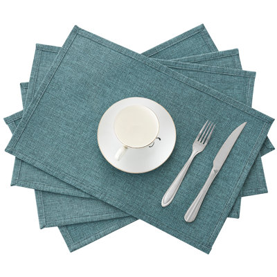 4-Pack Solid Linen Rectangular Placemats
