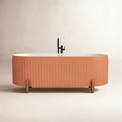 Colour 67" Fluted Freestanding Soaking Bathtub