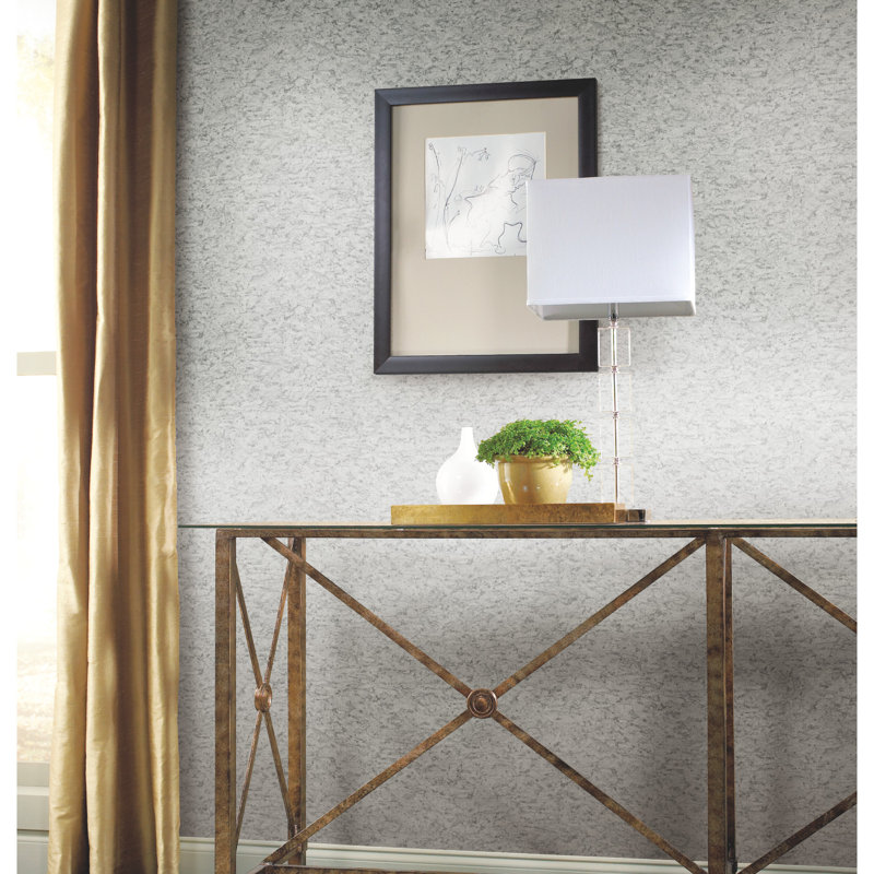 Shimmering Cork Abstract Peel & Stick Metallic Wallpaper Roll, Gray