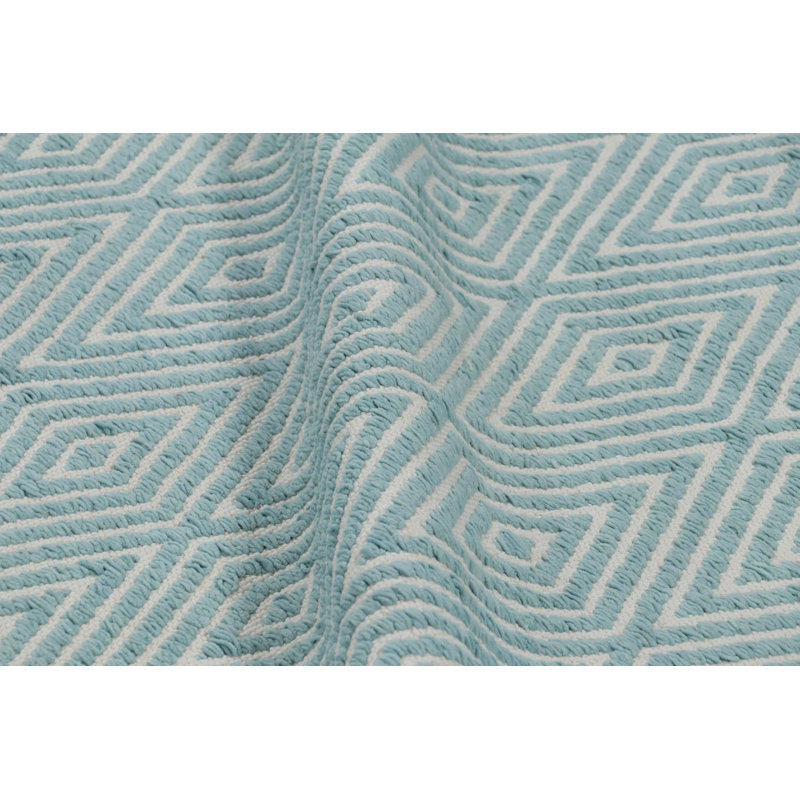 Rug & Kilim’S Oversized Chenille Flatweave Rug In Blue And White Diamond Pattern