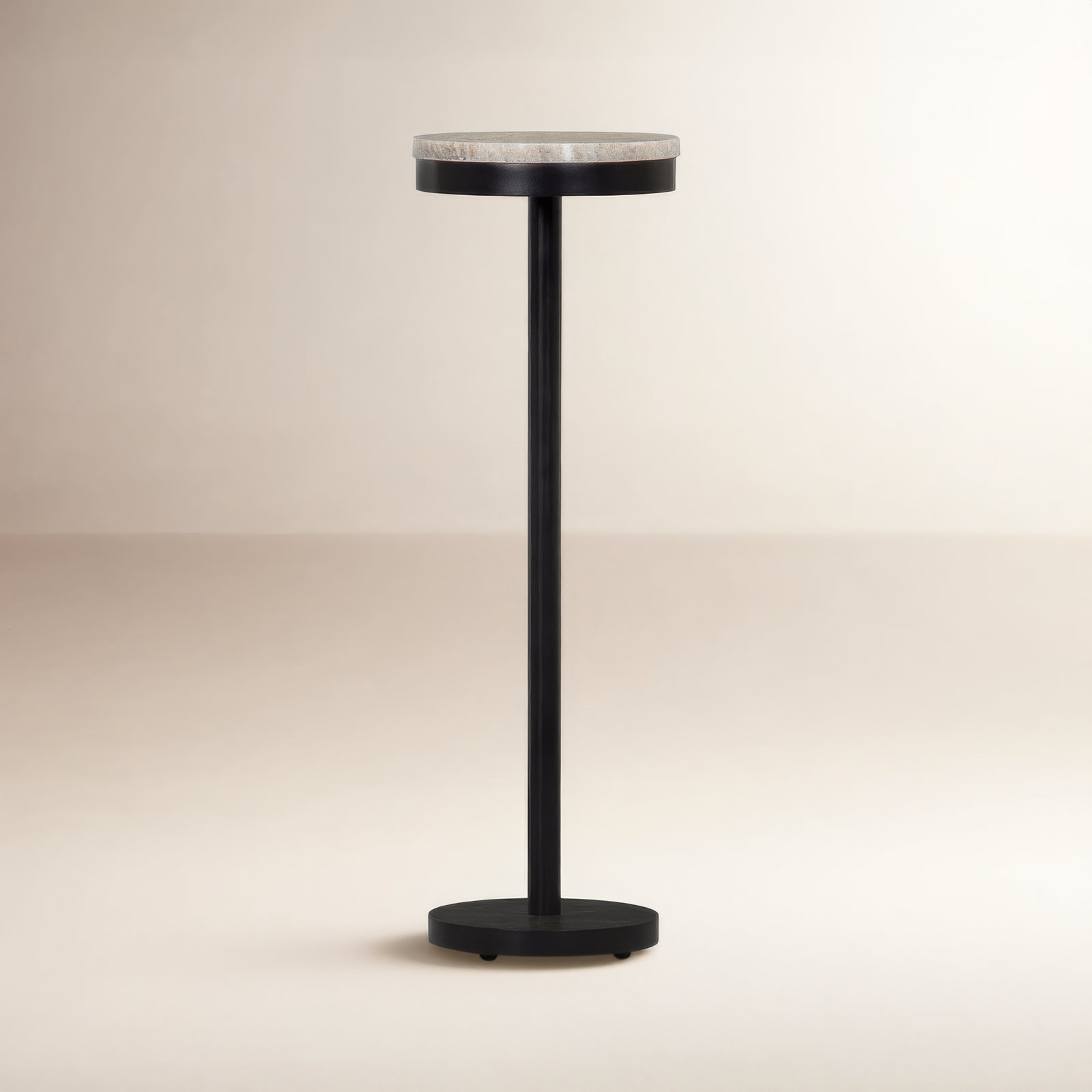 Isaac 8" Genuine Marble End Table, Black, Brown Marble