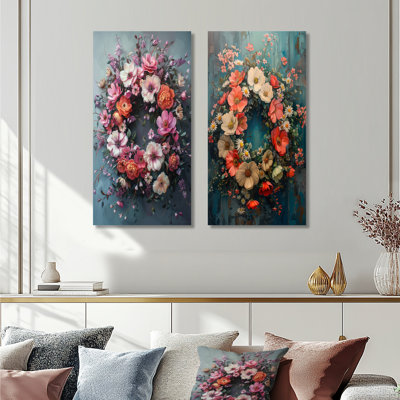 Ensemble de 2 pièces d'art mural couronne rose et bleu