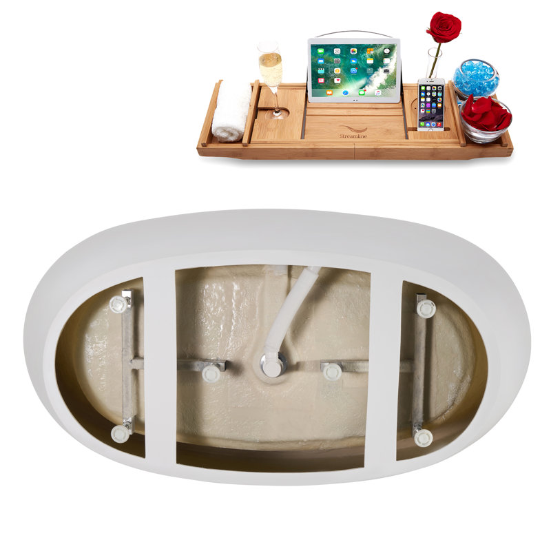 Baignoire et plateau autoportant 68,5 po avec drain interne Streamline, Laiton brossé